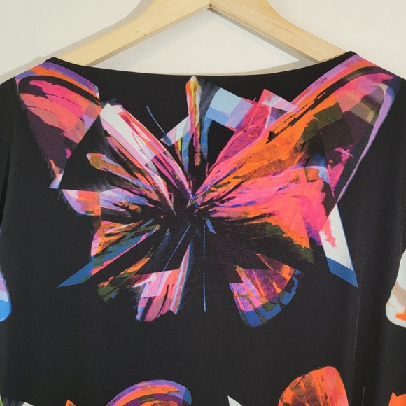 Tahari Multicolored Butterfly Print Side Ruched Sundress Sz 22W Stretchy - Picture 8 of 12